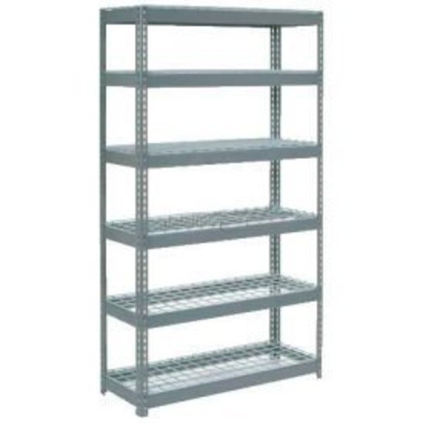 Global Equipment Extra Heavy Duty Shelving 48"W x 24"D x 60"H With 6 Shelves, Wire Deck, Gry 717191